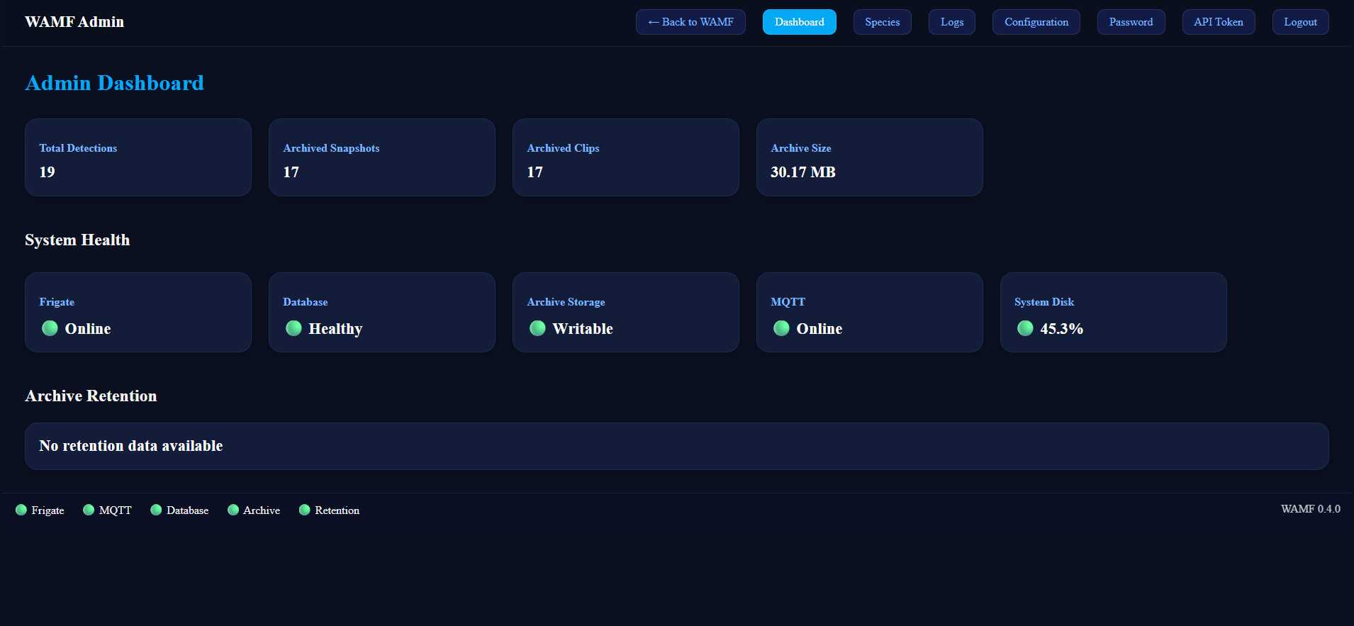 WAMF v0.4.0 Admin Dashboard